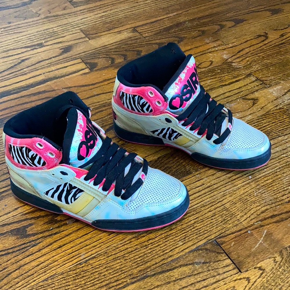 Osiris Pink and Zebra High Top Shoes
